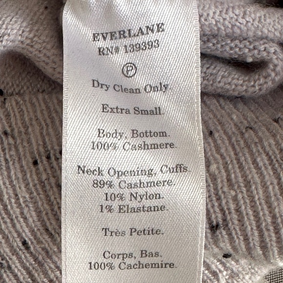 Women's Everlane Extra Small XS Cashmere Sweater Flecked Speckled Cream Crew - Picture 5 of 5